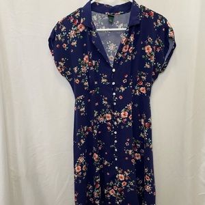 Wild Stable Target Blue Vintage-Style Dress, Midi, A-line, Button-Down, Medium